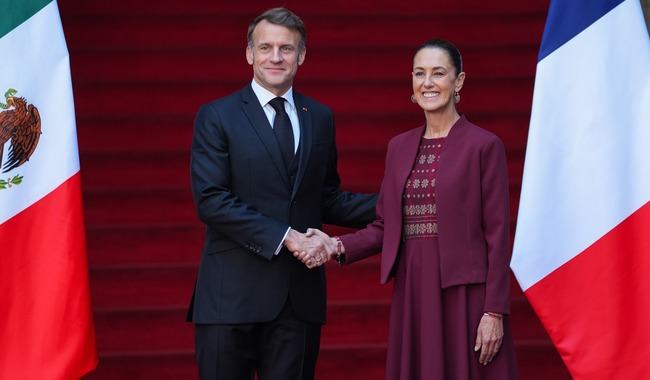 Sheinbaum y Macron se reúnen en Palacio Nacional para fortalecer la relación México–Francia
