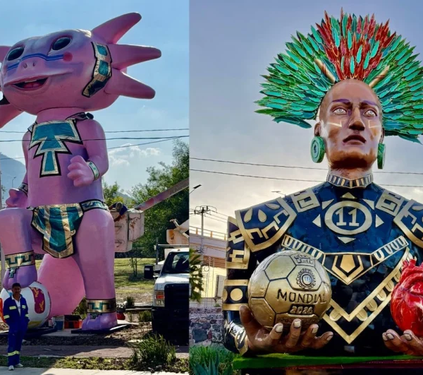 Ecatepec instala esculturas monumentales rumbo al Mundial 2026