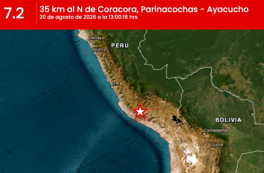 Sismo de magnitud 7.2 sacude el centro de Perú; no reportan daños ni heridos